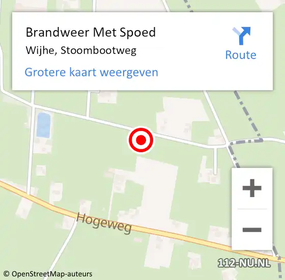 Locatie op kaart van de 112 melding: Brandweer Met Spoed Naar Wijhe, Stoombootweg op 2 november 2023 16:21