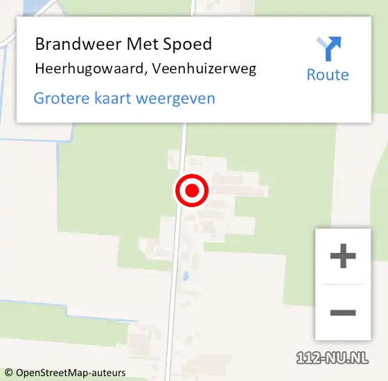 Locatie op kaart van de 112 melding: Brandweer Met Spoed Naar Heerhugowaard, Veenhuizerweg op 2 november 2023 16:21