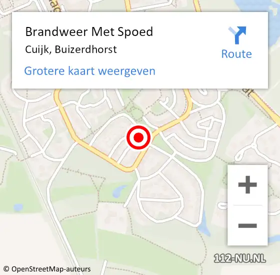 Locatie op kaart van de 112 melding: Brandweer Met Spoed Naar Cuijk, Buizerdhorst op 2 november 2023 16:23