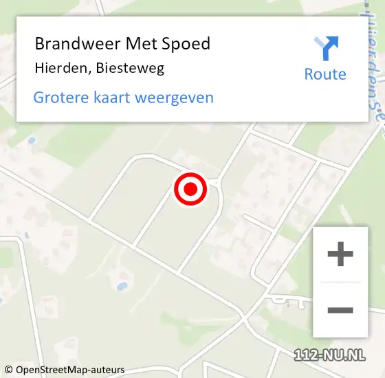 Locatie op kaart van de 112 melding: Brandweer Met Spoed Naar Hierden, Biesteweg op 2 november 2023 16:27