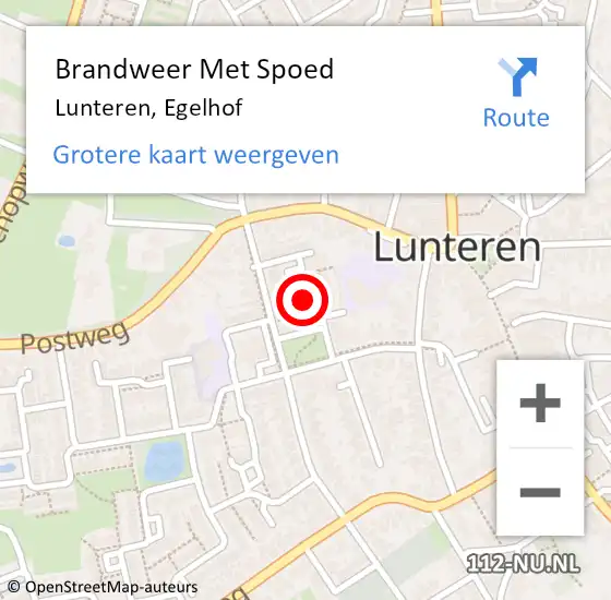 Locatie op kaart van de 112 melding: Brandweer Met Spoed Naar Lunteren, Egelhof op 2 november 2023 16:29