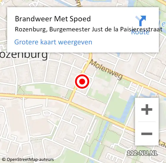 Locatie op kaart van de 112 melding: Brandweer Met Spoed Naar Rozenburg, Burgemeester Just de la Paisieresstraat op 2 november 2023 16:41