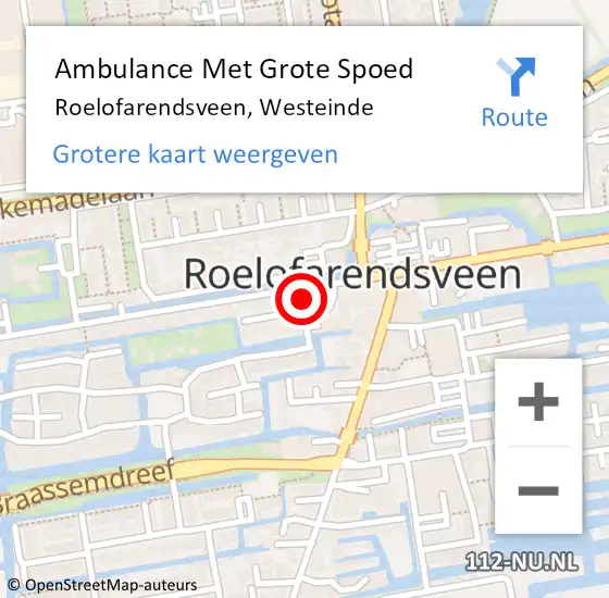 Locatie op kaart van de 112 melding: Ambulance Met Grote Spoed Naar Roelofarendsveen, Westeinde op 2 november 2023 16:44