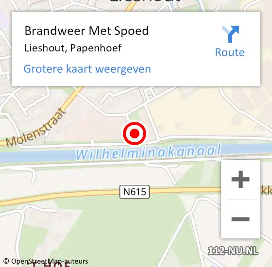 Locatie op kaart van de 112 melding: Brandweer Met Spoed Naar Lieshout, Papenhoef op 2 november 2023 16:44