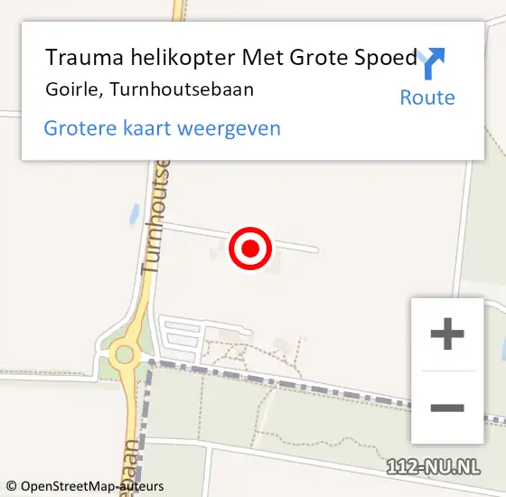 Locatie op kaart van de 112 melding: Trauma helikopter Met Grote Spoed Naar Goirle, Turnhoutsebaan op 2 november 2023 16:47