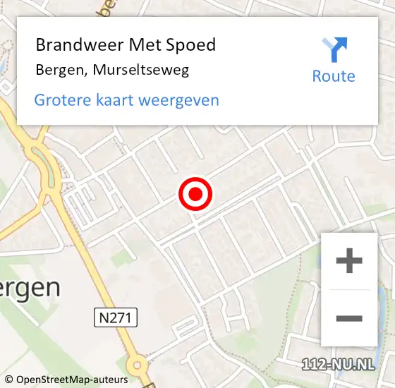 Locatie op kaart van de 112 melding: Brandweer Met Spoed Naar Bergen, Murseltseweg op 2 november 2023 16:48