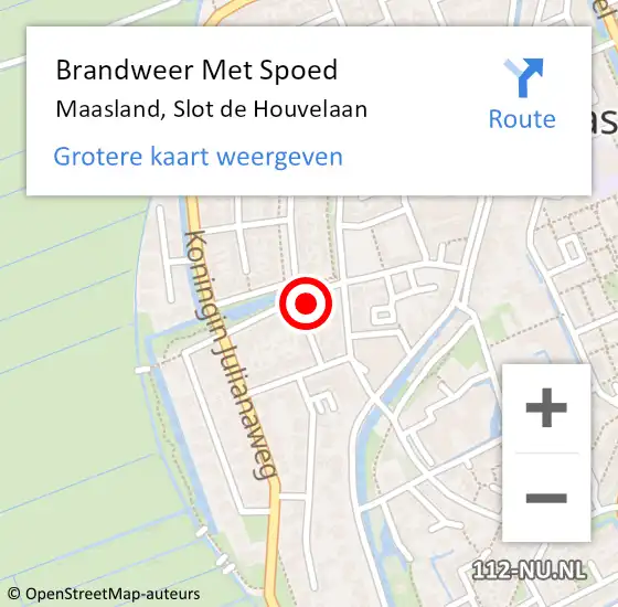 Locatie op kaart van de 112 melding: Brandweer Met Spoed Naar Maasland, Slot de Houvelaan op 2 november 2023 16:48