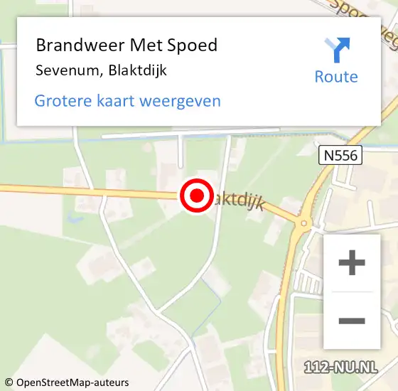 Locatie op kaart van de 112 melding: Brandweer Met Spoed Naar Sevenum, Blaktdijk op 2 november 2023 16:59