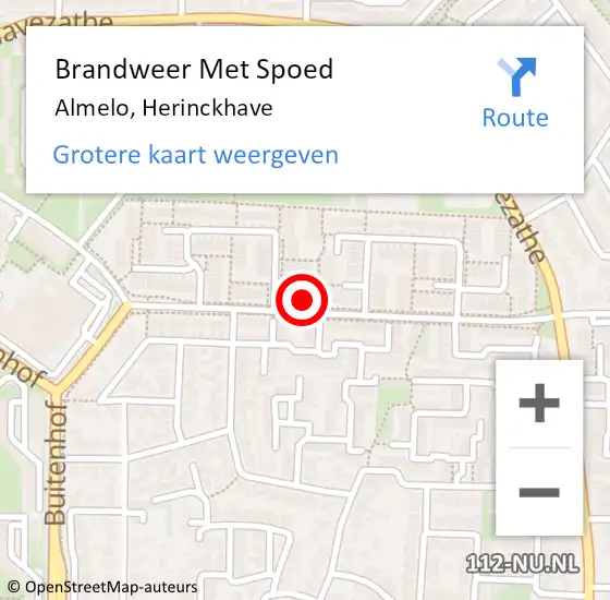 Locatie op kaart van de 112 melding: Brandweer Met Spoed Naar Almelo, Herinckhave op 2 november 2023 17:01