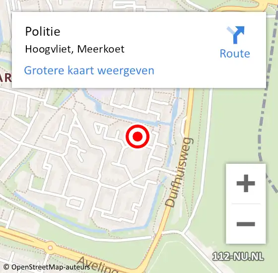 Locatie op kaart van de 112 melding: Politie Hoogvliet, Meerkoet op 2 november 2023 17:02