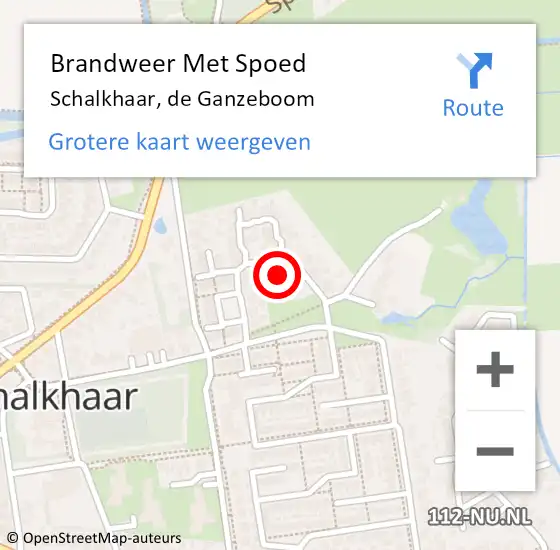 Locatie op kaart van de 112 melding: Brandweer Met Spoed Naar Schalkhaar, de Ganzeboom op 2 november 2023 17:03