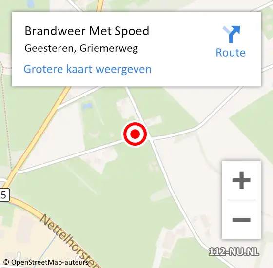 Locatie op kaart van de 112 melding: Brandweer Met Spoed Naar Geesteren, Griemerweg op 2 november 2023 17:04