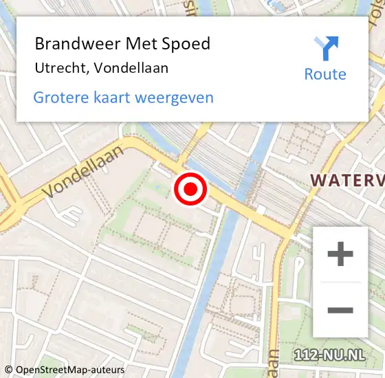 Locatie op kaart van de 112 melding: Brandweer Met Spoed Naar Utrecht, Vondellaan op 2 november 2023 17:15