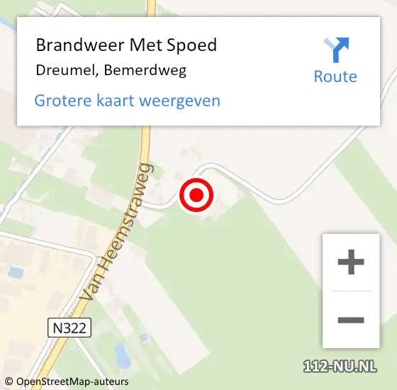 Locatie op kaart van de 112 melding: Brandweer Met Spoed Naar Dreumel, Bemerdweg op 2 november 2023 17:17