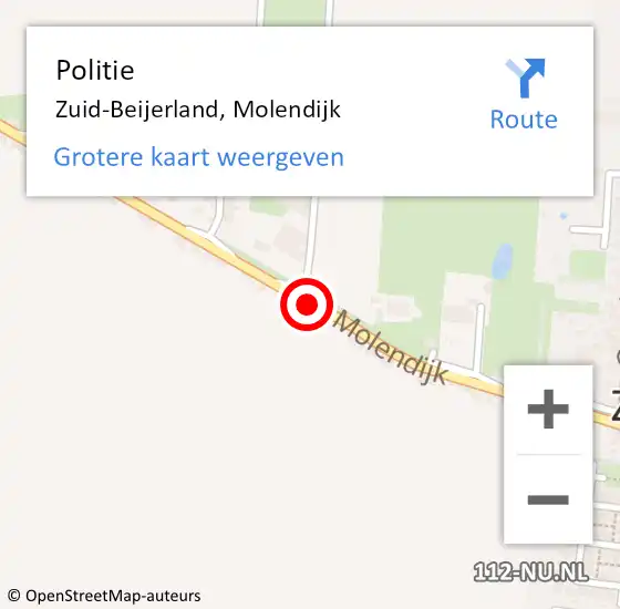 Locatie op kaart van de 112 melding: Politie Zuid-Beijerland, Molendijk op 2 november 2023 17:18