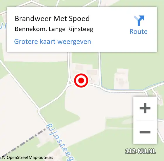 Locatie op kaart van de 112 melding: Brandweer Met Spoed Naar Bennekom, Lange Rijnsteeg op 2 november 2023 17:20