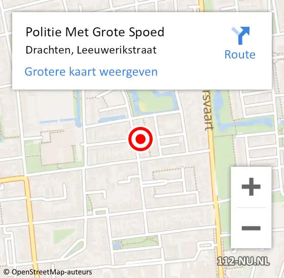 Locatie op kaart van de 112 melding: Politie Met Grote Spoed Naar Drachten, Leeuwerikstraat op 2 november 2023 17:21