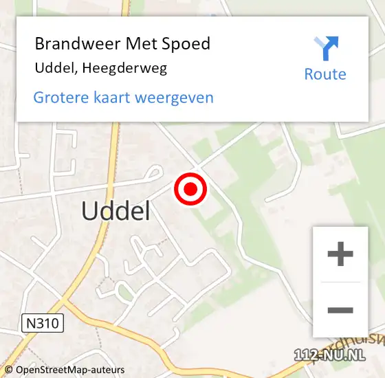 Locatie op kaart van de 112 melding: Brandweer Met Spoed Naar Uddel, Heegderweg op 2 november 2023 17:26