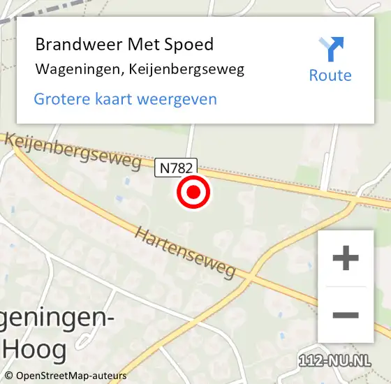 Locatie op kaart van de 112 melding: Brandweer Met Spoed Naar Wageningen, Keijenbergseweg op 2 november 2023 17:26