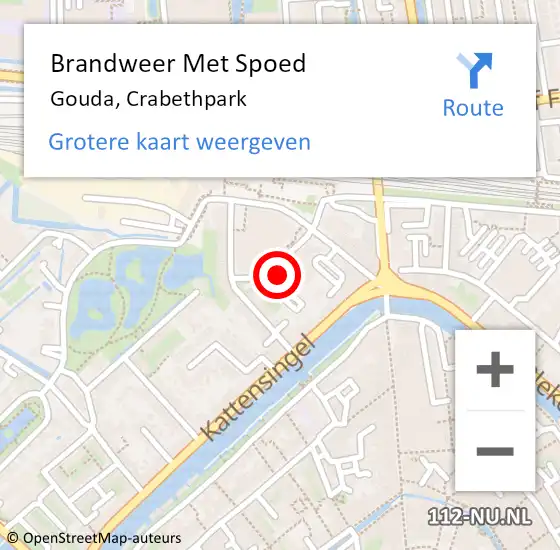 Locatie op kaart van de 112 melding: Brandweer Met Spoed Naar Gouda, Crabethpark op 2 november 2023 17:28