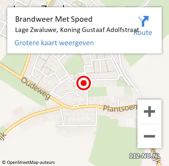 Locatie op kaart van de 112 melding: Brandweer Met Spoed Naar Lage Zwaluwe, Koning Gustaaf Adolfstraat op 2 november 2023 17:29