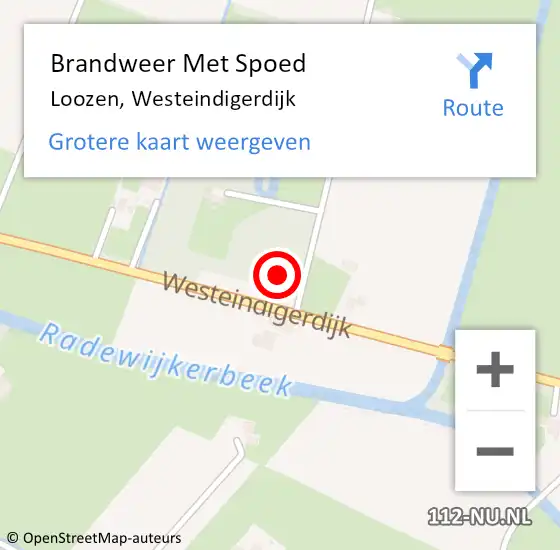 Locatie op kaart van de 112 melding: Brandweer Met Spoed Naar Loozen, Westeindigerdijk op 2 november 2023 17:32
