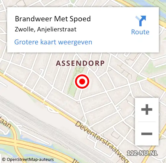 Locatie op kaart van de 112 melding: Brandweer Met Spoed Naar Zwolle, Anjelierstraat op 2 november 2023 17:33