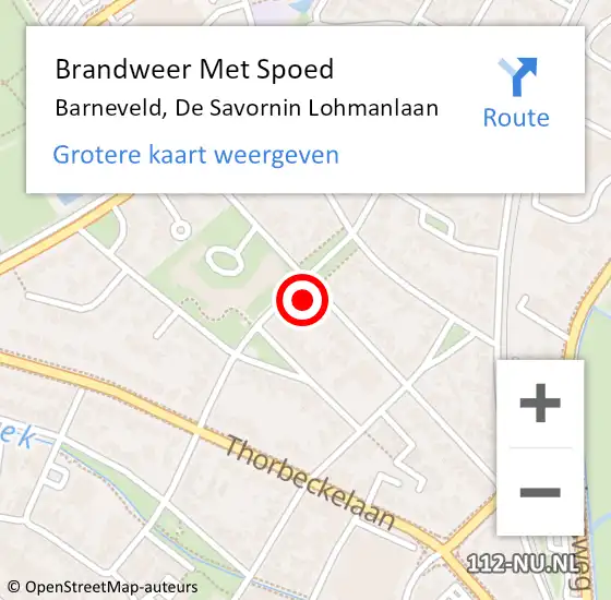 Locatie op kaart van de 112 melding: Brandweer Met Spoed Naar Barneveld, De Savornin Lohmanlaan op 2 november 2023 17:39