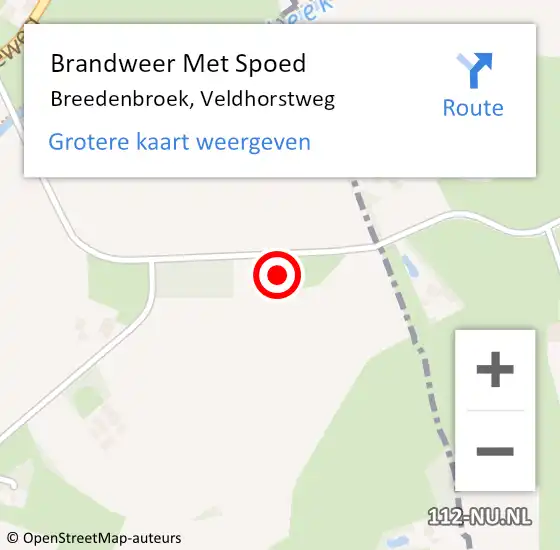 Locatie op kaart van de 112 melding: Brandweer Met Spoed Naar Breedenbroek, Veldhorstweg op 2 november 2023 17:39