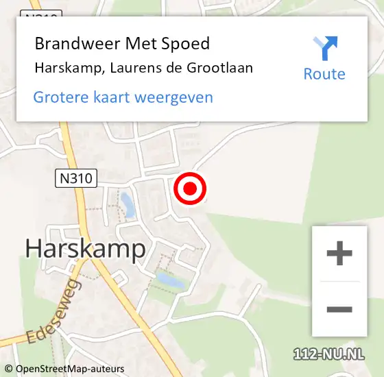 Locatie op kaart van de 112 melding: Brandweer Met Spoed Naar Harskamp, Laurens de Grootlaan op 2 november 2023 17:41