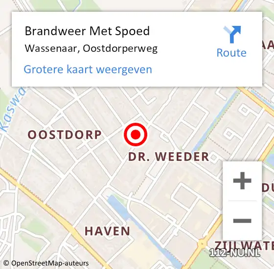 Locatie op kaart van de 112 melding: Brandweer Met Spoed Naar Wassenaar, Oostdorperweg op 2 november 2023 17:44