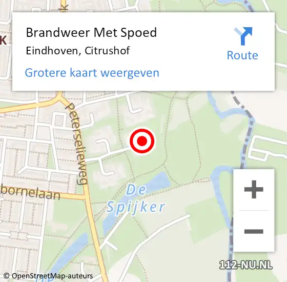 Locatie op kaart van de 112 melding: Brandweer Met Spoed Naar Eindhoven, Citrushof op 2 november 2023 17:48