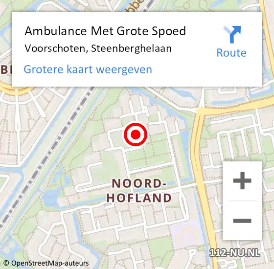 Locatie op kaart van de 112 melding: Ambulance Met Grote Spoed Naar Voorschoten, Steenberghelaan op 2 november 2023 17:54