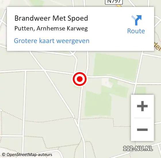Locatie op kaart van de 112 melding: Brandweer Met Spoed Naar Putten, Arnhemse Karweg op 2 november 2023 17:58