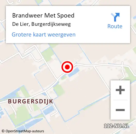 Locatie op kaart van de 112 melding: Brandweer Met Spoed Naar De Lier, Burgerdijkseweg op 2 november 2023 18:02