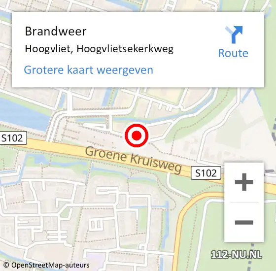 Locatie op kaart van de 112 melding: Brandweer Hoogvliet, Hoogvlietsekerkweg op 2 november 2023 18:07