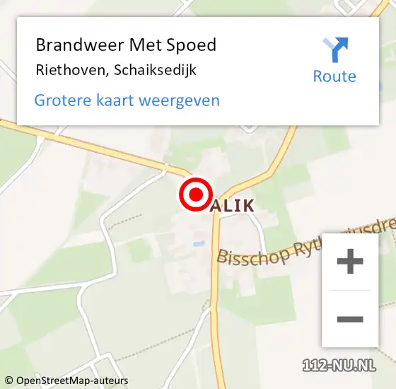 Locatie op kaart van de 112 melding: Brandweer Met Spoed Naar Riethoven, Schaiksedijk op 2 november 2023 18:08