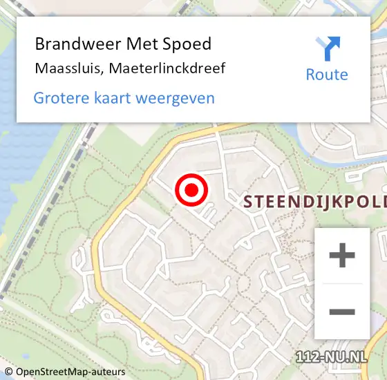 Locatie op kaart van de 112 melding: Brandweer Met Spoed Naar Maassluis, Maeterlinckdreef op 2 november 2023 18:13