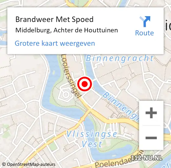 Locatie op kaart van de 112 melding: Brandweer Met Spoed Naar Middelburg, Achter de Houttuinen op 2 november 2023 18:22