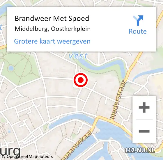 Locatie op kaart van de 112 melding: Brandweer Met Spoed Naar Middelburg, Oostkerkplein op 2 november 2023 18:36