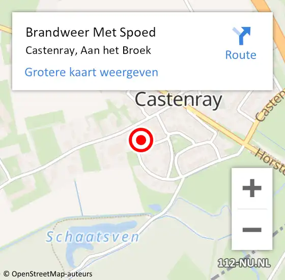 Locatie op kaart van de 112 melding: Brandweer Met Spoed Naar Castenray, Aan het Broek op 2 november 2023 18:37