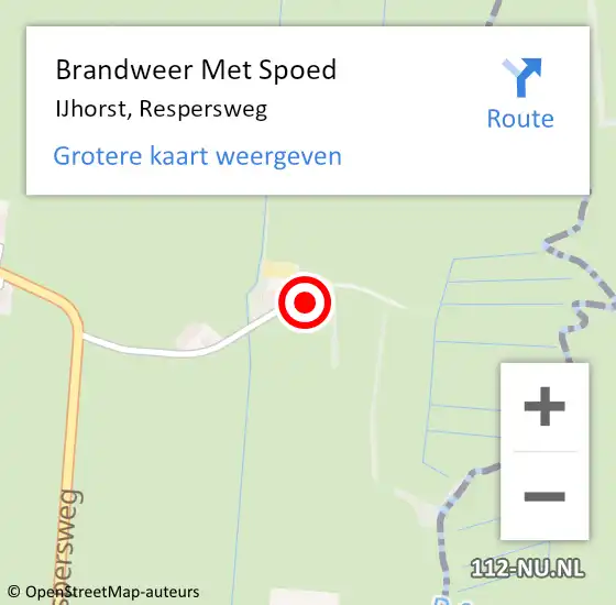 Locatie op kaart van de 112 melding: Brandweer Met Spoed Naar IJhorst, Respersweg op 2 november 2023 18:48