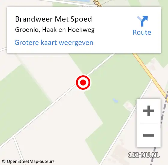 Locatie op kaart van de 112 melding: Brandweer Met Spoed Naar Groenlo, Haak en Hoekweg op 2 november 2023 18:49