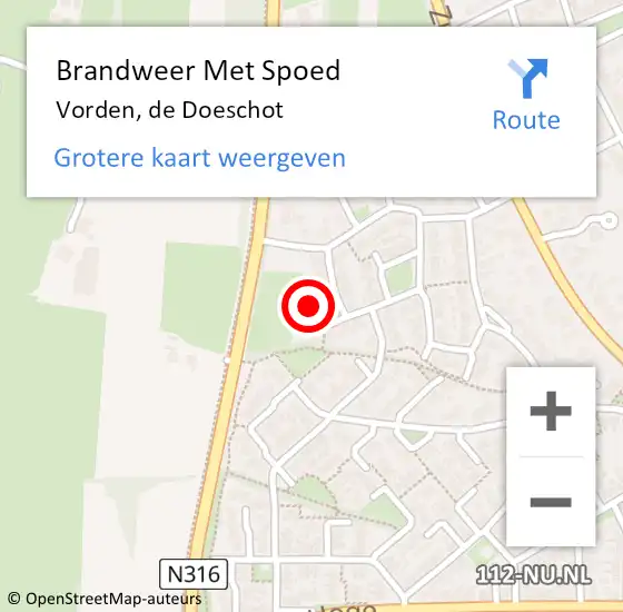 Locatie op kaart van de 112 melding: Brandweer Met Spoed Naar Vorden, de Doeschot op 2 november 2023 18:51