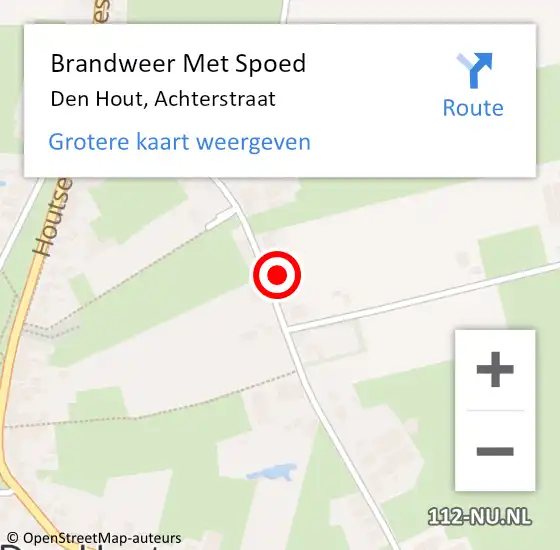 Locatie op kaart van de 112 melding: Brandweer Met Spoed Naar Den Hout, Achterstraat op 2 november 2023 18:52
