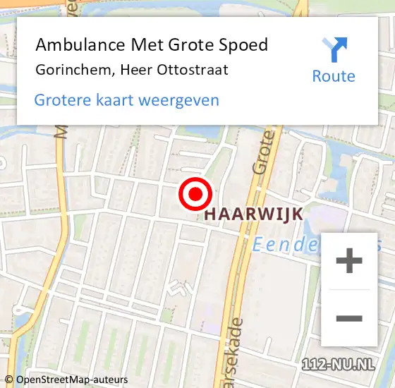 Locatie op kaart van de 112 melding: Ambulance Met Grote Spoed Naar Gorinchem, Heer Ottostraat op 2 november 2023 18:56