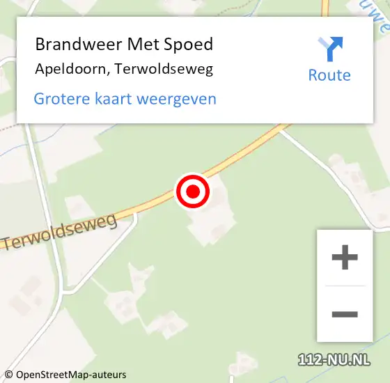 Locatie op kaart van de 112 melding: Brandweer Met Spoed Naar Apeldoorn, Terwoldseweg op 2 november 2023 19:08