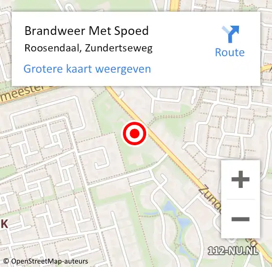 Locatie op kaart van de 112 melding: Brandweer Met Spoed Naar Roosendaal, Zundertseweg op 2 november 2023 19:12