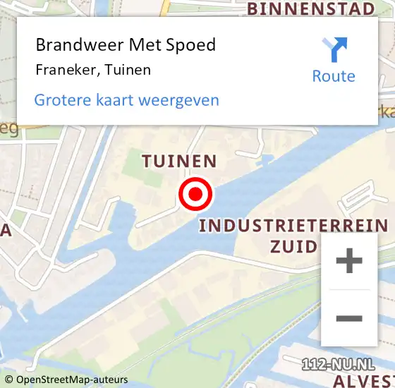 Locatie op kaart van de 112 melding: Brandweer Met Spoed Naar Franeker, Tuinen op 2 november 2023 19:17
