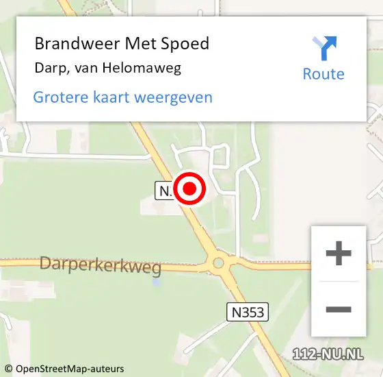 Locatie op kaart van de 112 melding: Brandweer Met Spoed Naar Darp, van Helomaweg op 2 november 2023 19:19